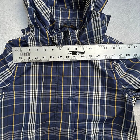 Brooks Brothers Womens Water Repellent Coat Plaid Hooded Jacket Size 4 Blue - Picture 8 of 10